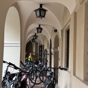 Bikes parked outside the bookstore Andrei's used to work in