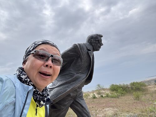 Statue of Jean-Paul Sartre from photograph: Against the wind